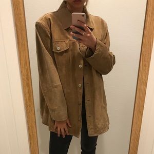 Oversized western style leather coat